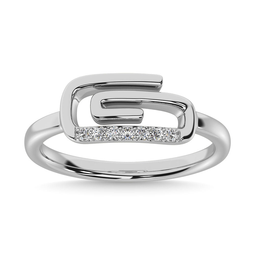 Diamond 1/20 Ct.Tw. Paper Clip Ring In 925 Silver