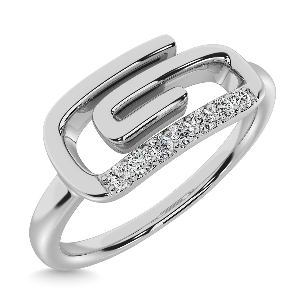 Diamond 1/20 Ct.Tw. Paper Clip Ring In 925 Silver