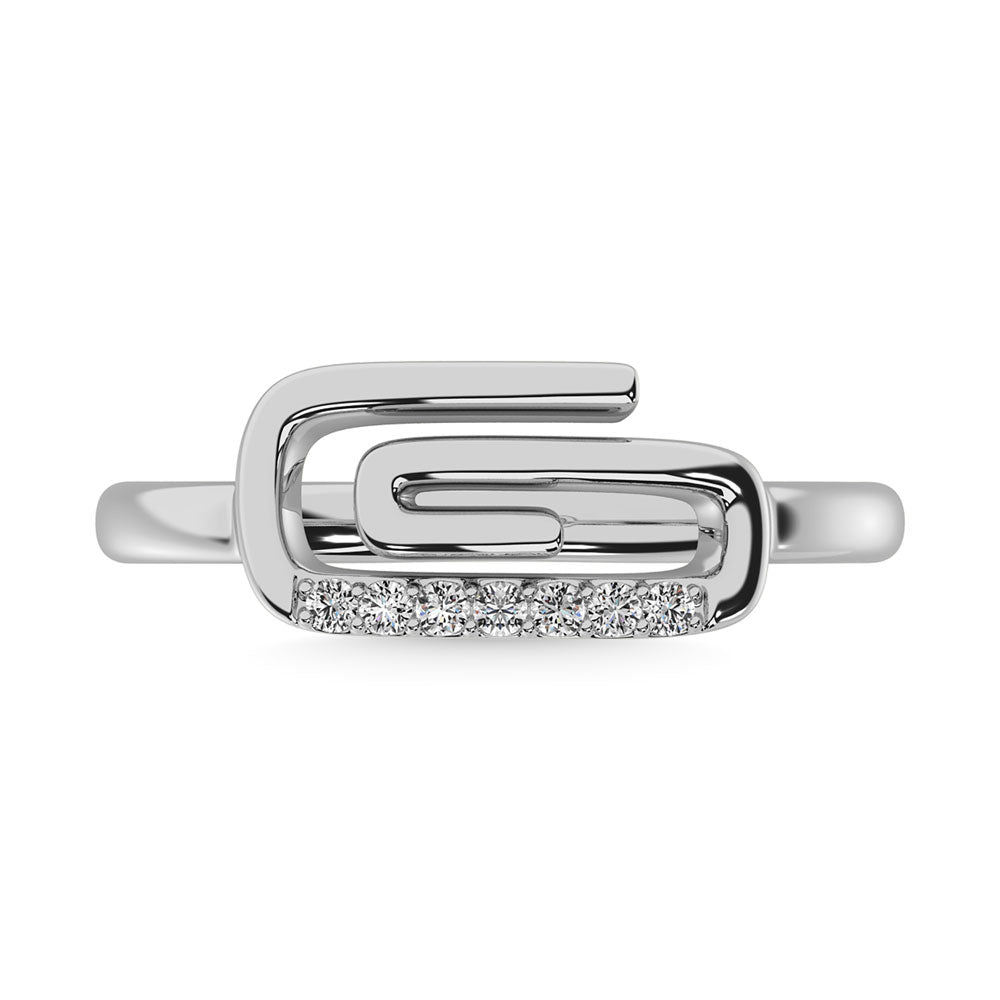 Diamond 1/20 Ct.Tw. Paper Clip Ring In 925 Silver