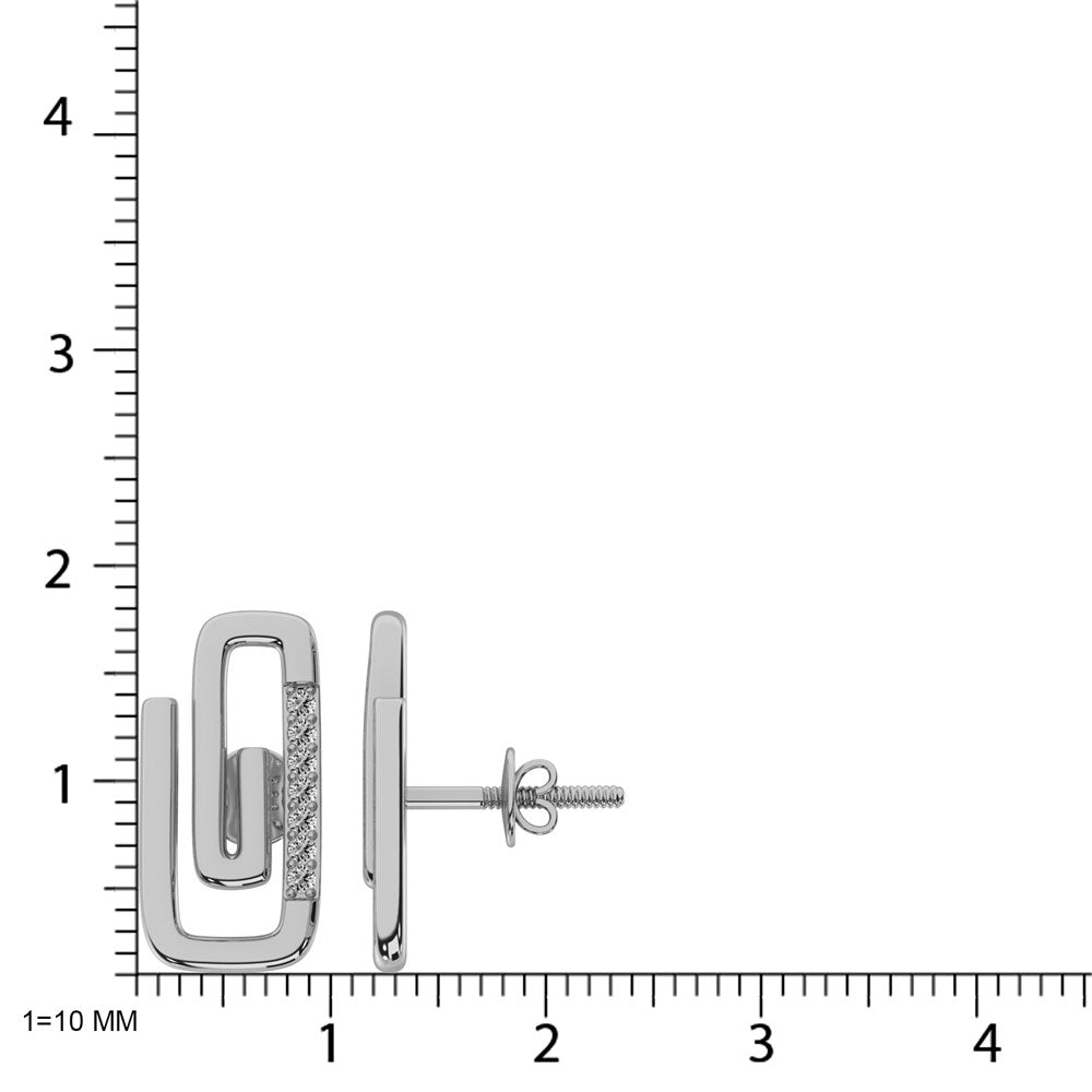Diamond 1/10 Ct.Tw. Paper Clip Earrings In 925 Silver