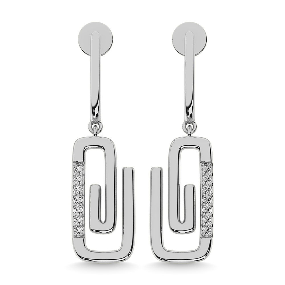 Diamond 1/10 Ct.Tw. Paper Clip Earrings In 925 Silver