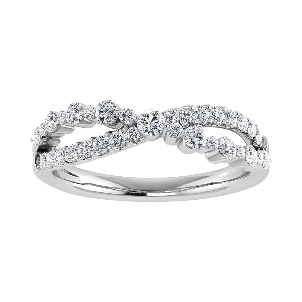 10K White Gold 1/2 Ct Ct.Tw. Diamond Crossover Ring