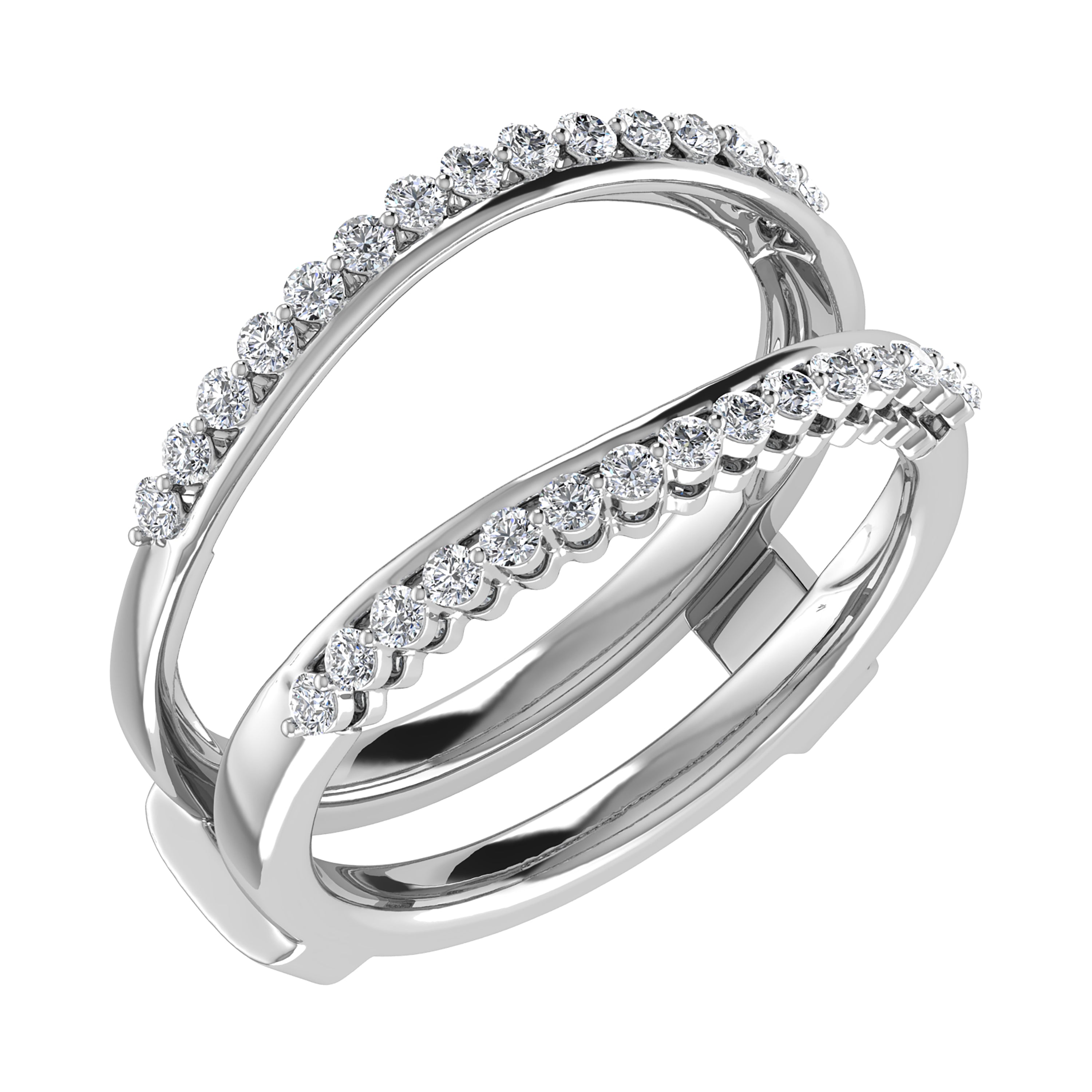 14K White Gold 1/2 Ct.Tw. Diamond Chevron Guard Ring
