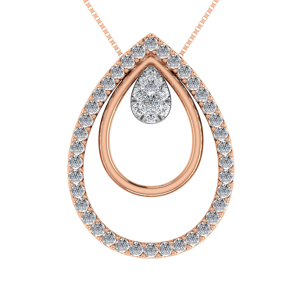 10K Rose Gold 1/2 Ct.Tw. Diamond Double Slide Pendant