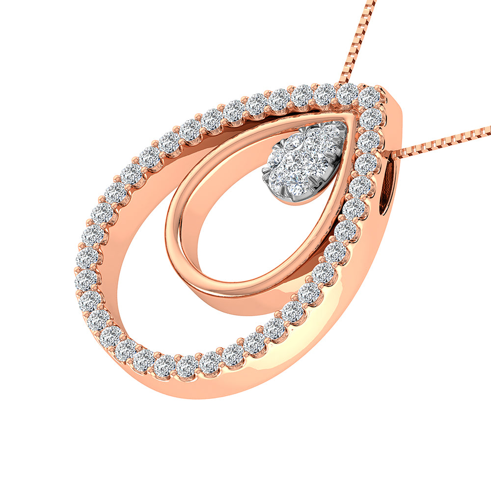 10K Rose Gold 1/2 Ct.Tw. Diamond Double Slide Pendant