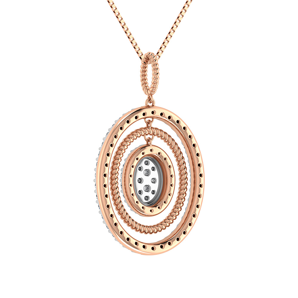 14K Pink Gold 1 Ct.Tw. Round Diamond Oval Shape Pendant