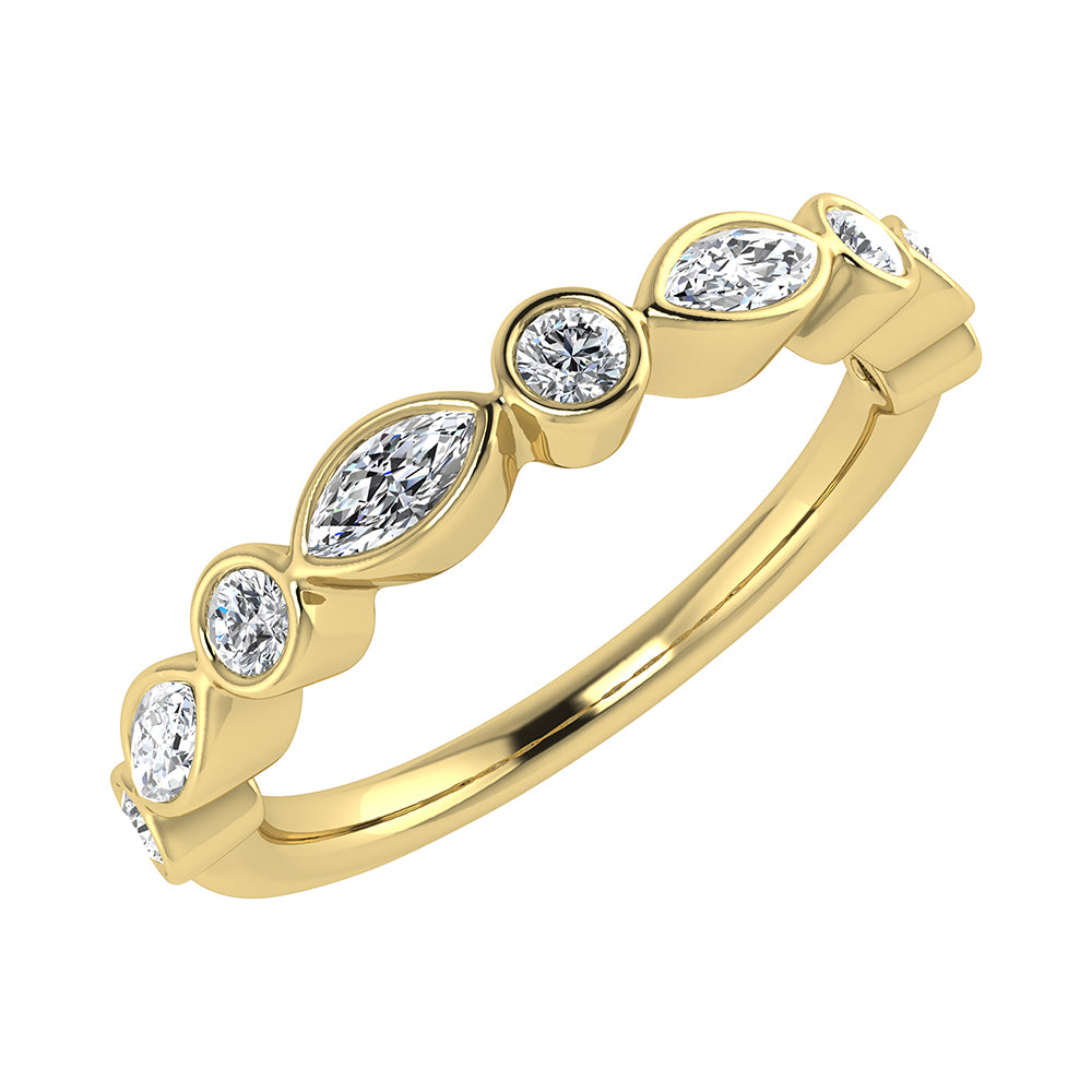 14K Yellow Gold 1/3.Tw. Diamond Stack Band