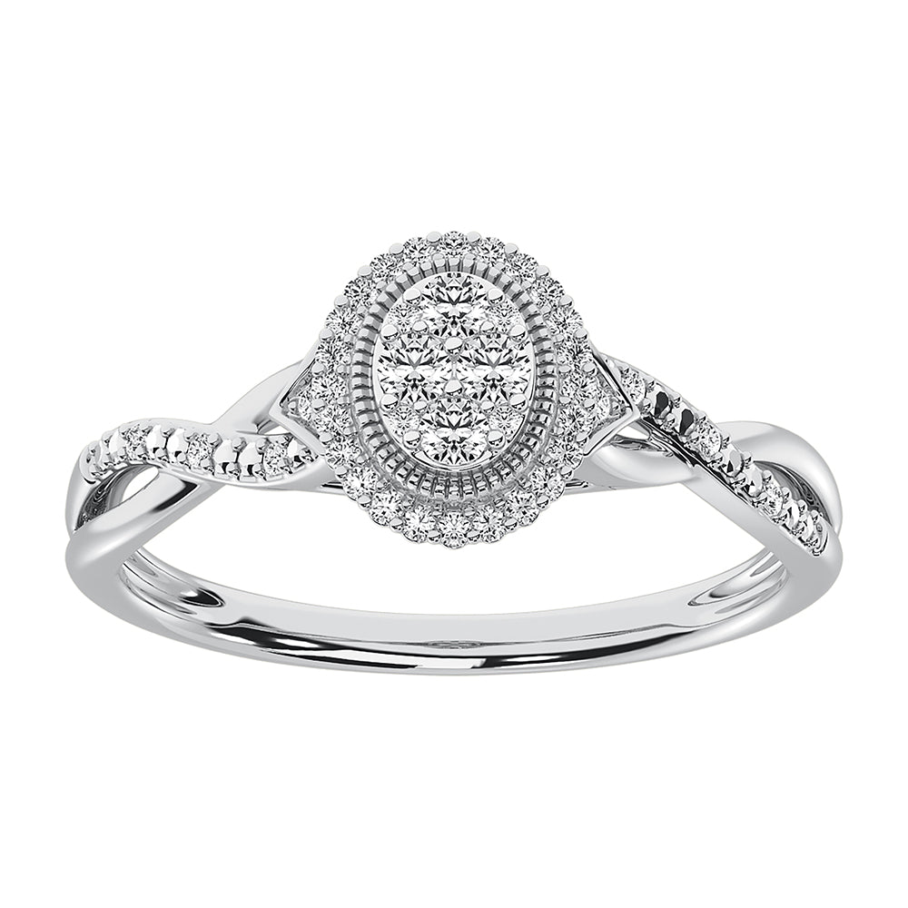 10K White Gold 1/5 Ct.Tw. Diamond Oval Shape Promise Ring