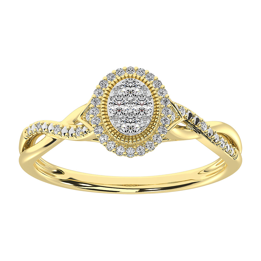 10K Yellow Gold 1/5 Ct.Tw. Diamond Oval Shape Promise Ring