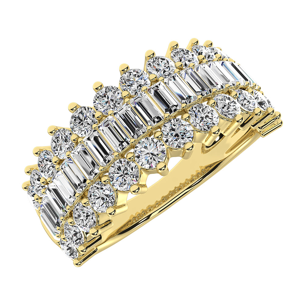 14K Yellow Gold 1 1/2 Ct.Tw. Diamond Round and Baguette Set Fashion Band