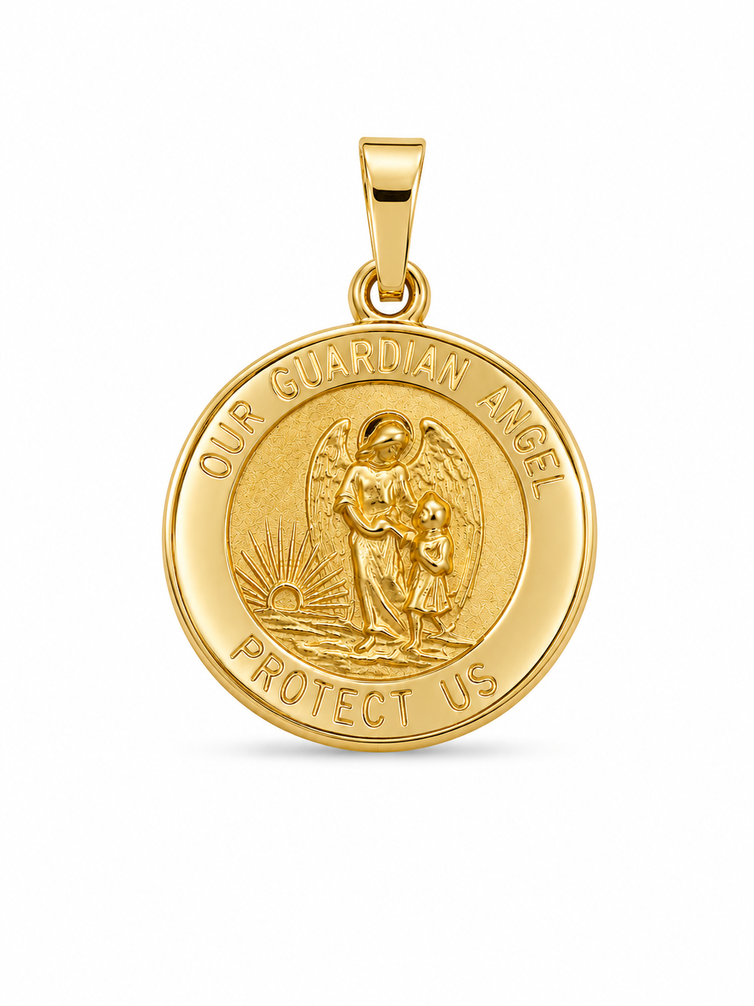 14KT Yellow Gold Guarding Angel Prayer Pendant [A0B9]