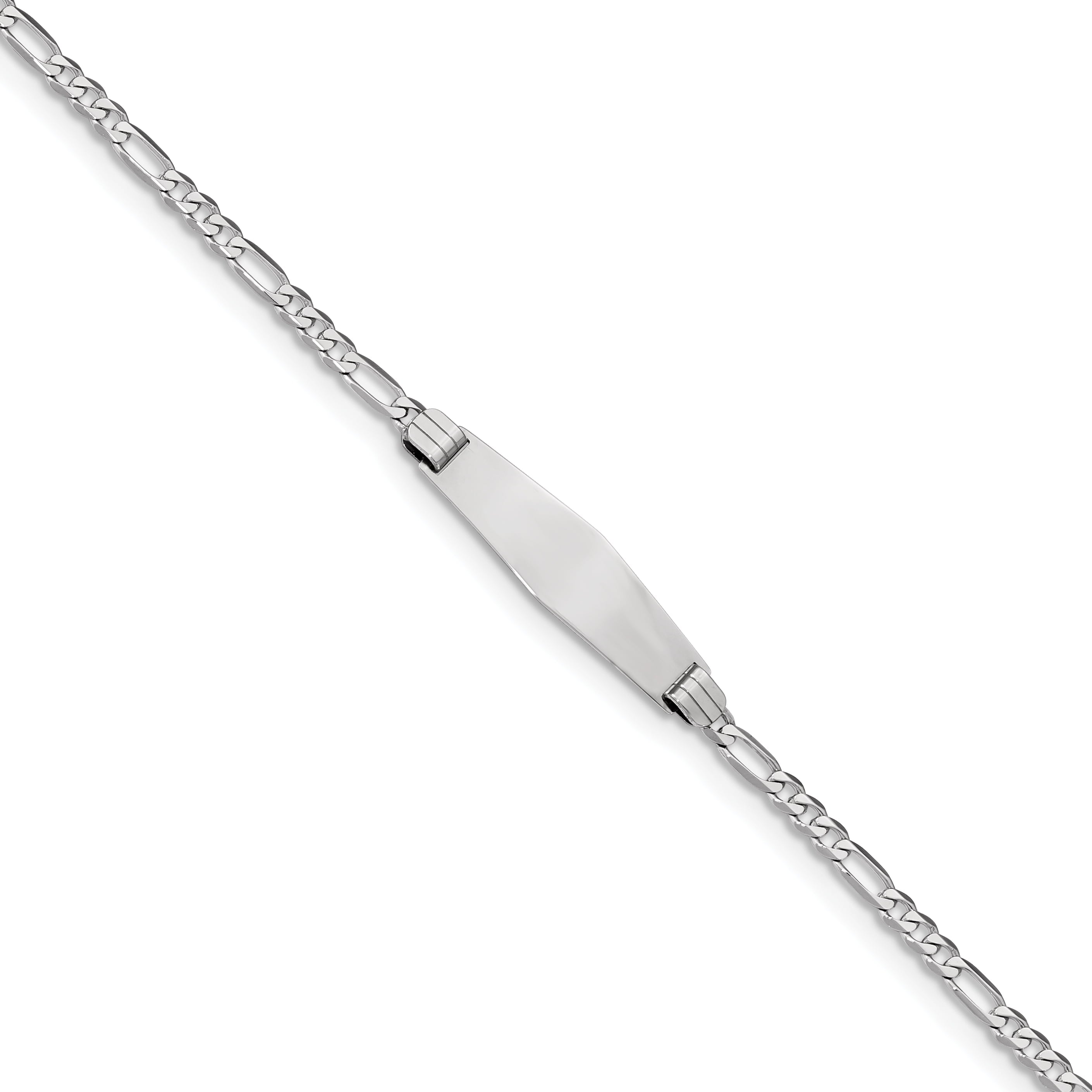 14K Wg Soft Diamond Shape Figaro Link Id Bracelet