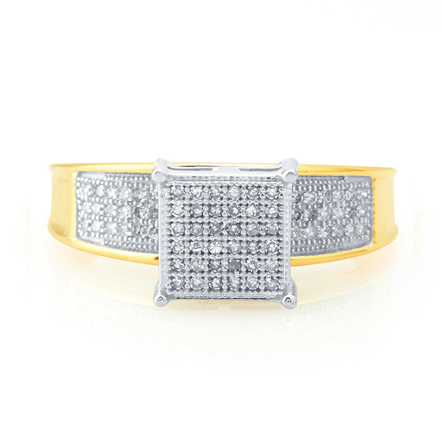 10K Yellow 0.23-  0.25Ct D-Ladies Micropave Rings