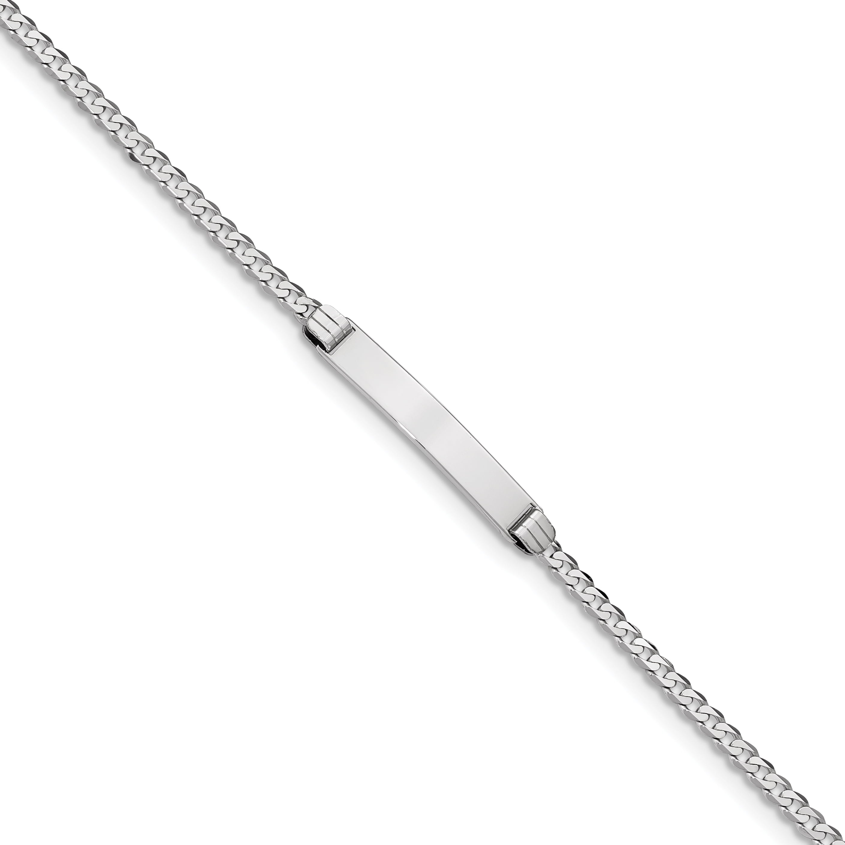 14K Wg Flat Curb Link Id Bracelet