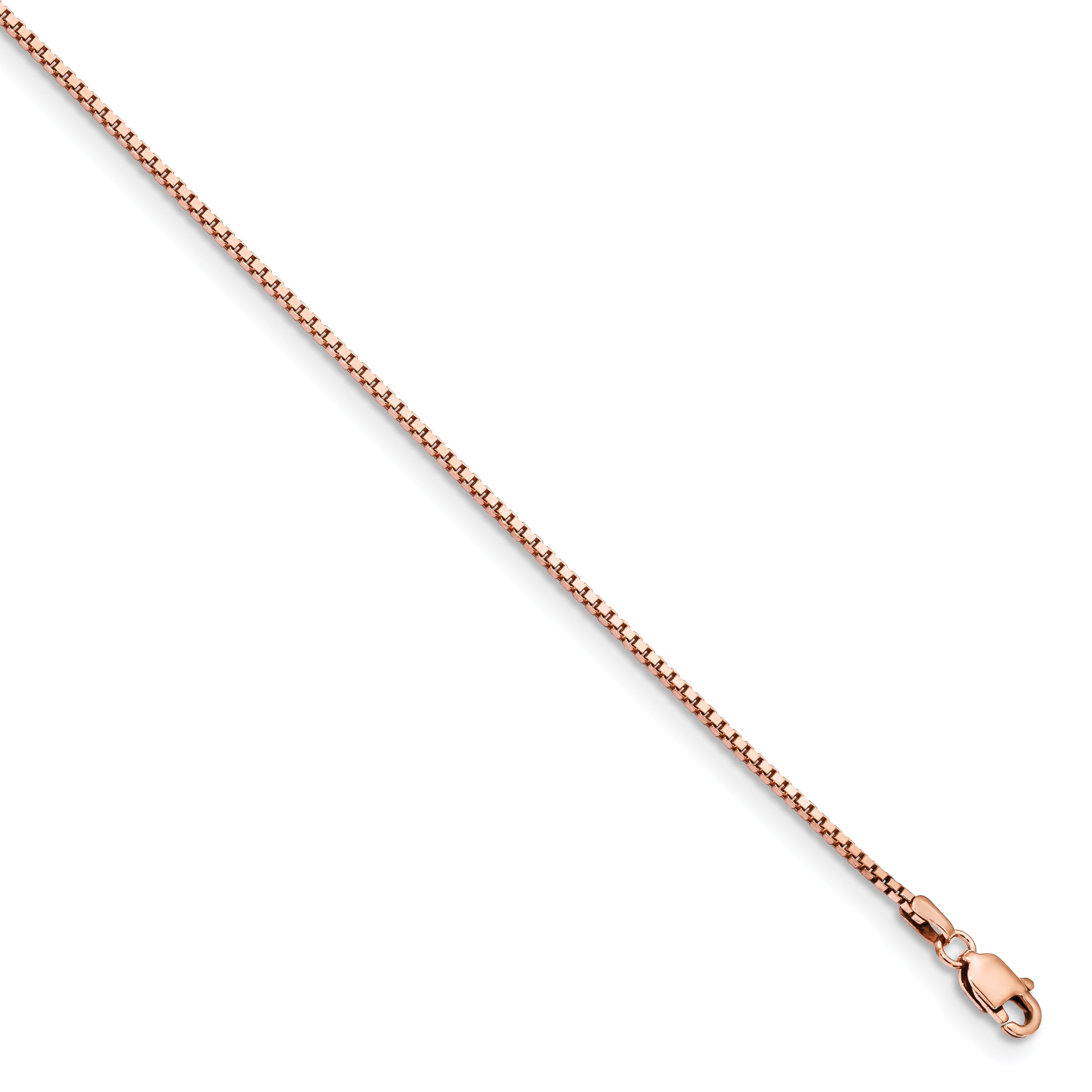 14K Rose Gold 7 Inch 1.3Mm Box Link With Lobster Clasp Bracelet