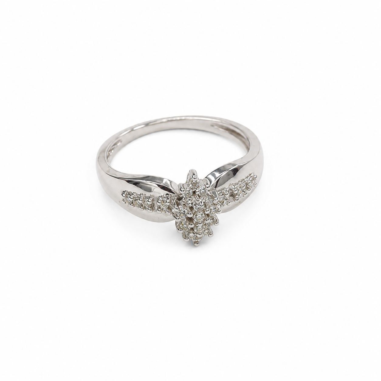 10KT White Gold 0.07 CTW Diamond Ladies Ring [K8H00]