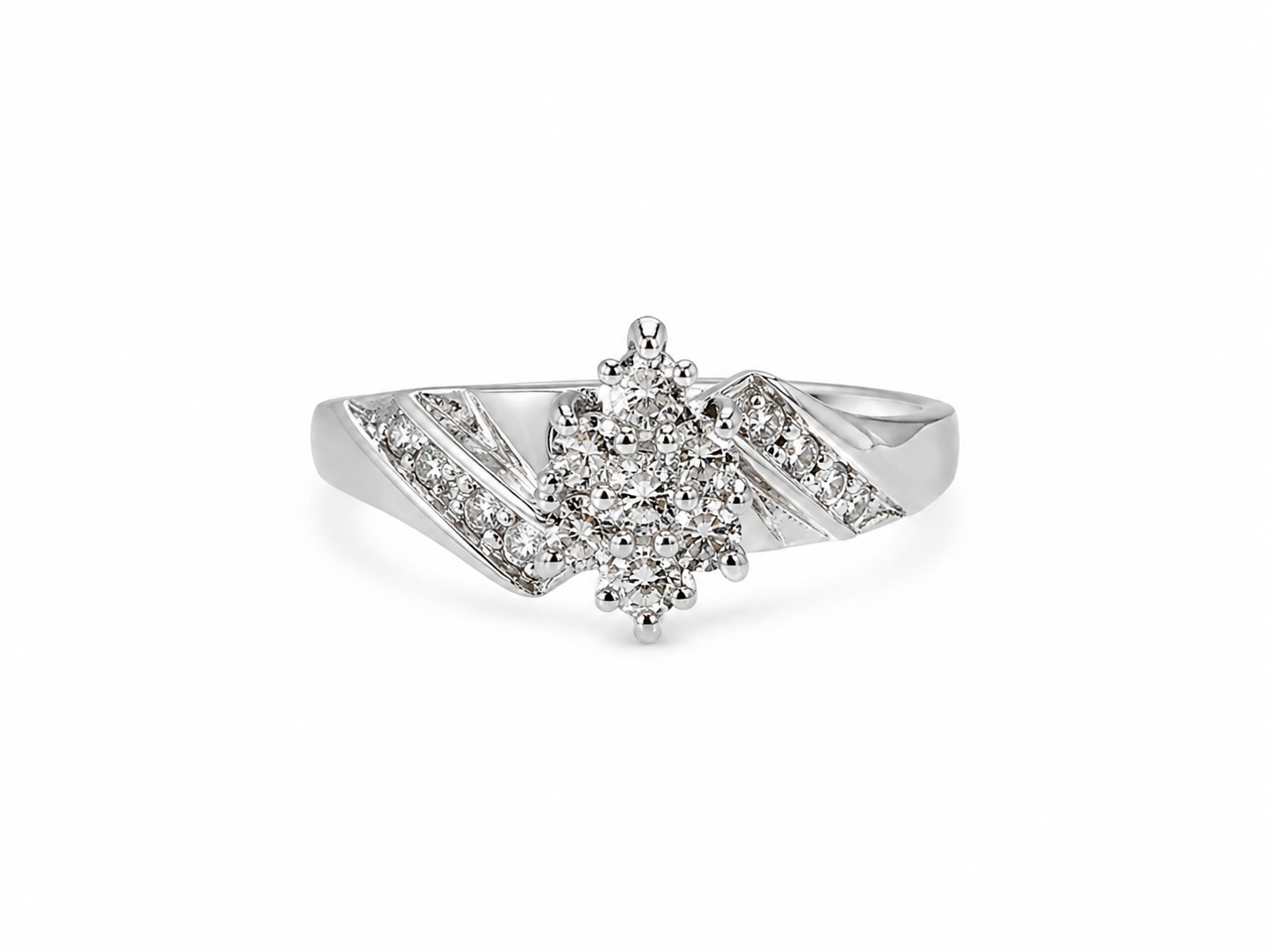 10KT White Gold 0.05 CTW Diamond Ladies Ring [K8H00]