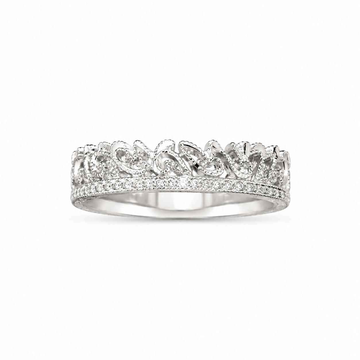 10KT White Gold 0.08 CTW Diamond Ladies Ring [K5H75]