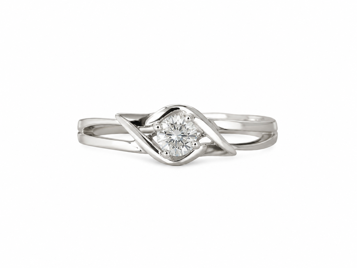 10KT White Gold 0.08 CTW Diamond Ring [K5H00]