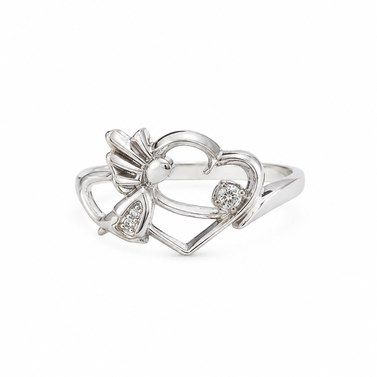 10KT White Gold 0.02 CTW Diamond Ring [K5H50]