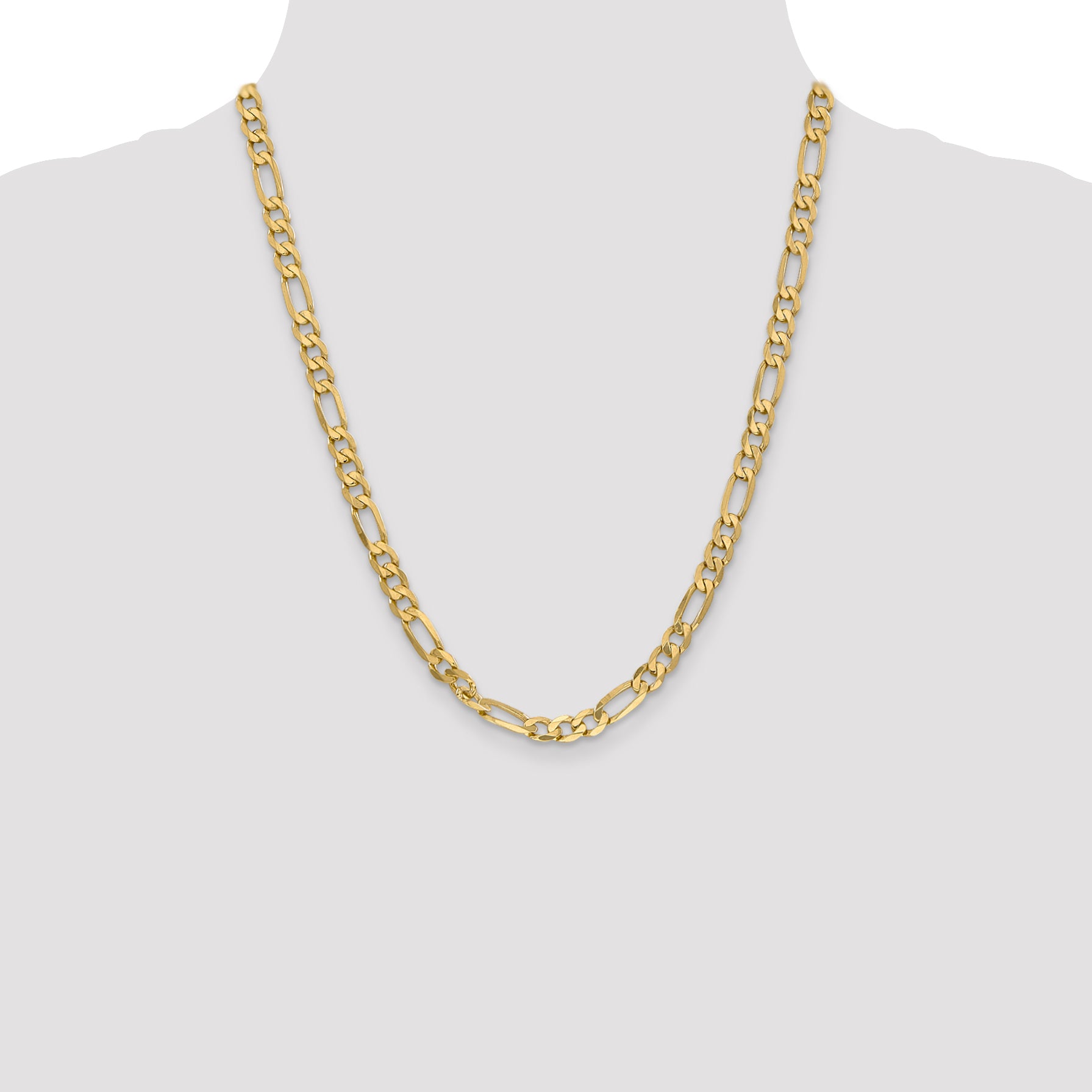 14K 6.00mm Flat Figaro Chain