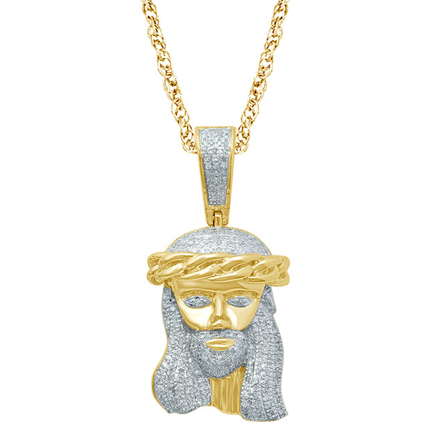 10K Yellow 0.38-0.44Ct D-Charm Jesus Head (Chains Sold Separately)