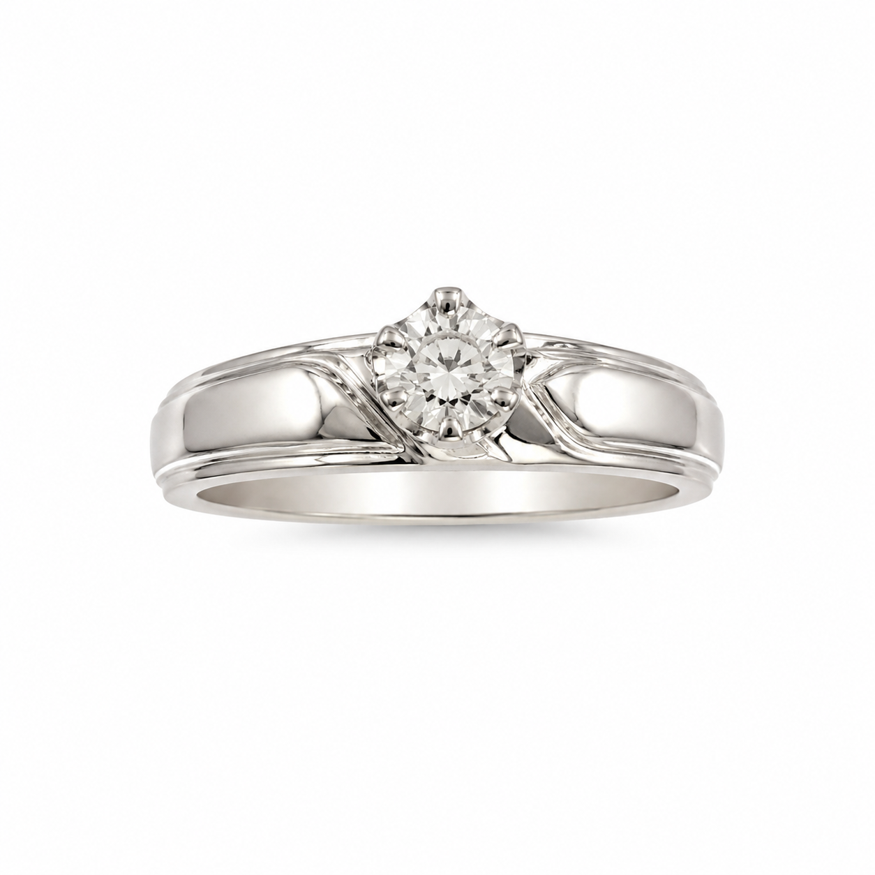 10KT White Gold 0.08 CTW Diamond Ring [K6H00]