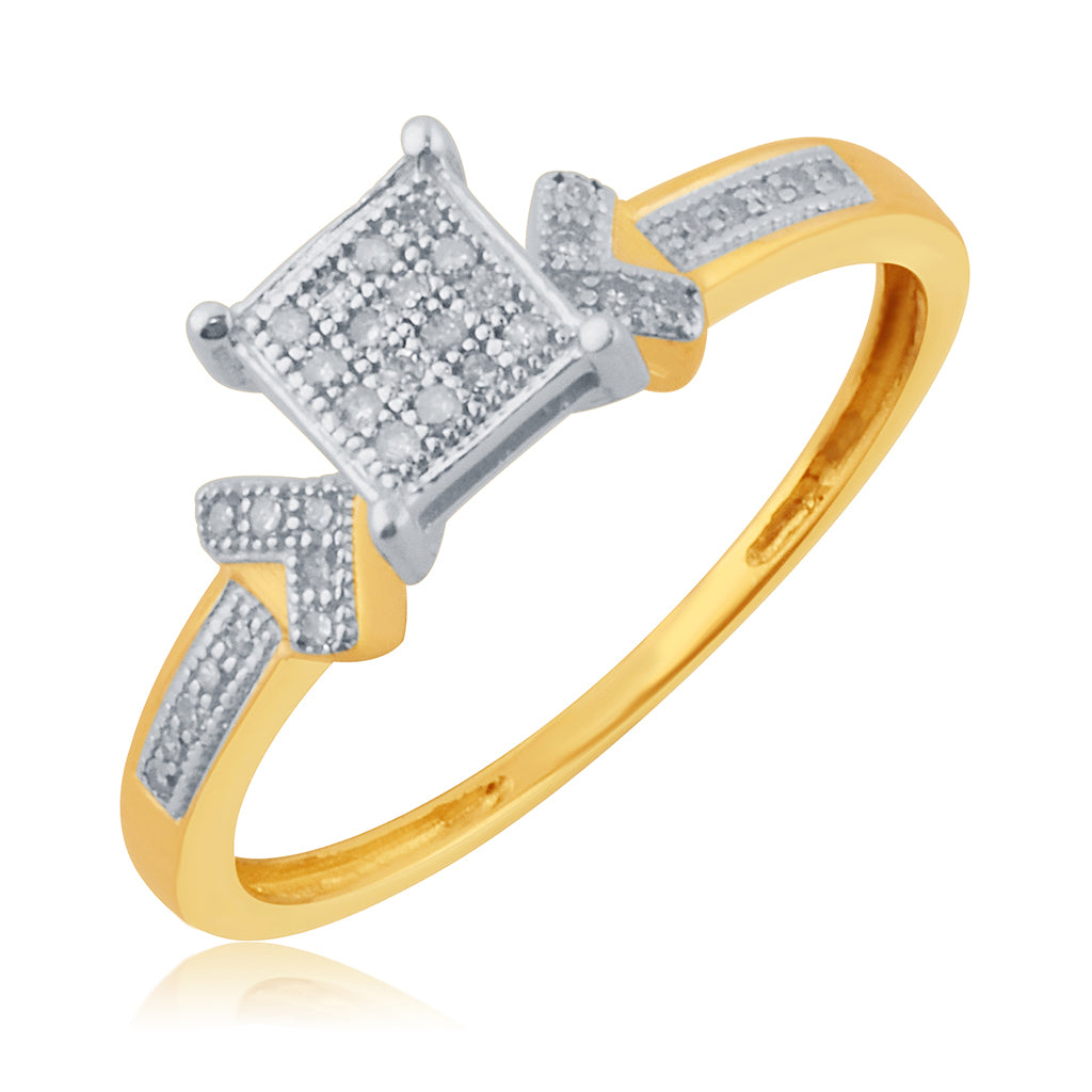 10K Yellow 0.09-0.10Ct D-Ladies Micropave Ringss