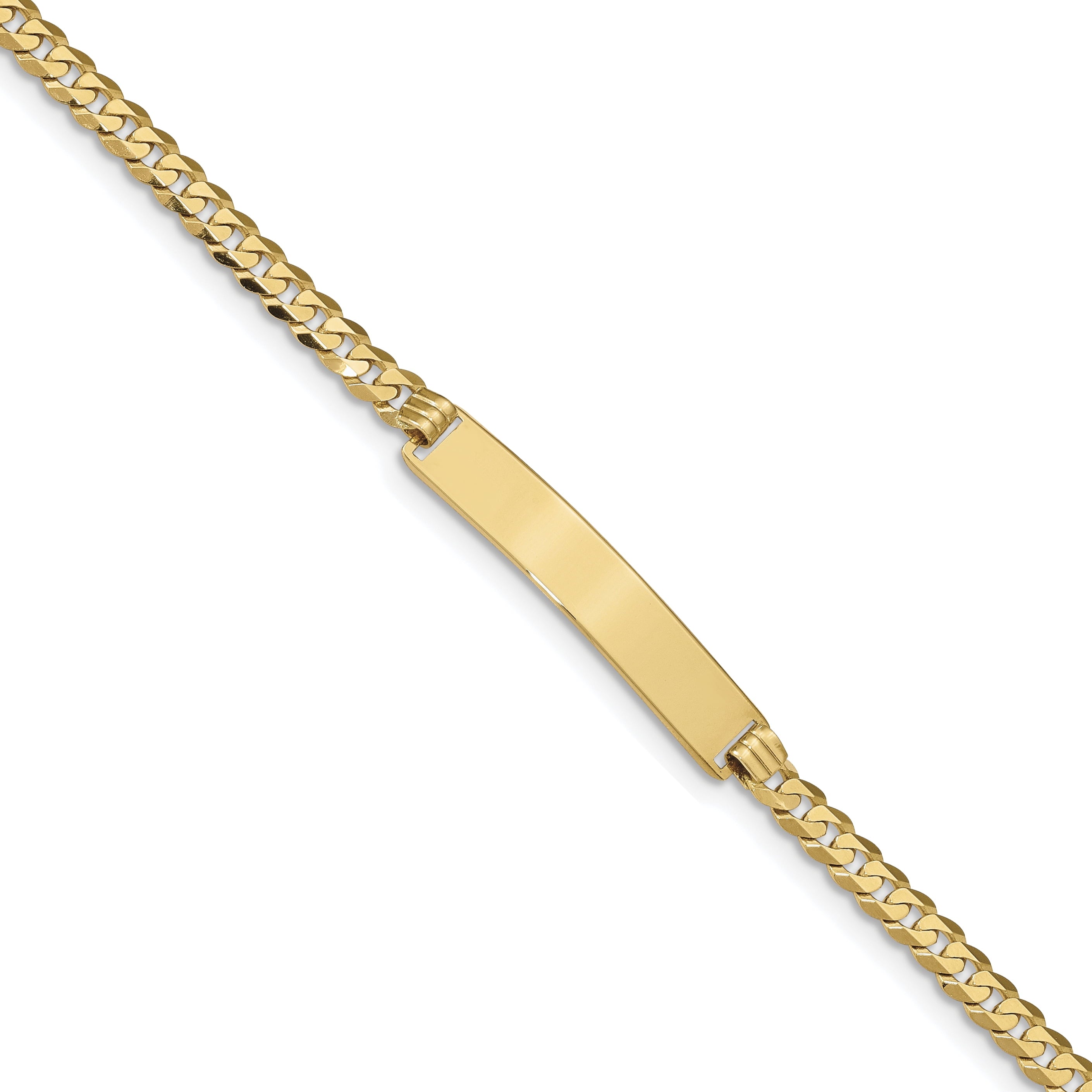 14K Flat Curb Link Id Bracelet