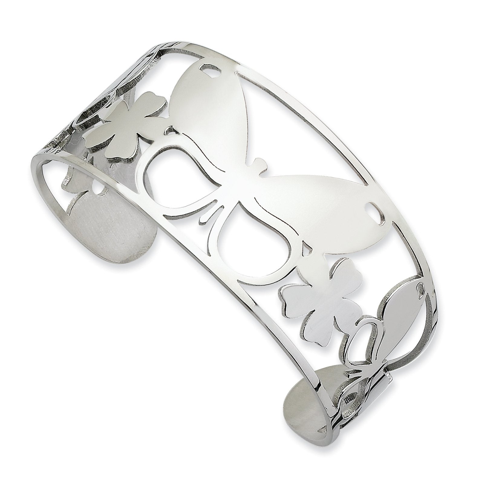 Chisel Stainless Steel Polished Butterfly Cuff Bangle