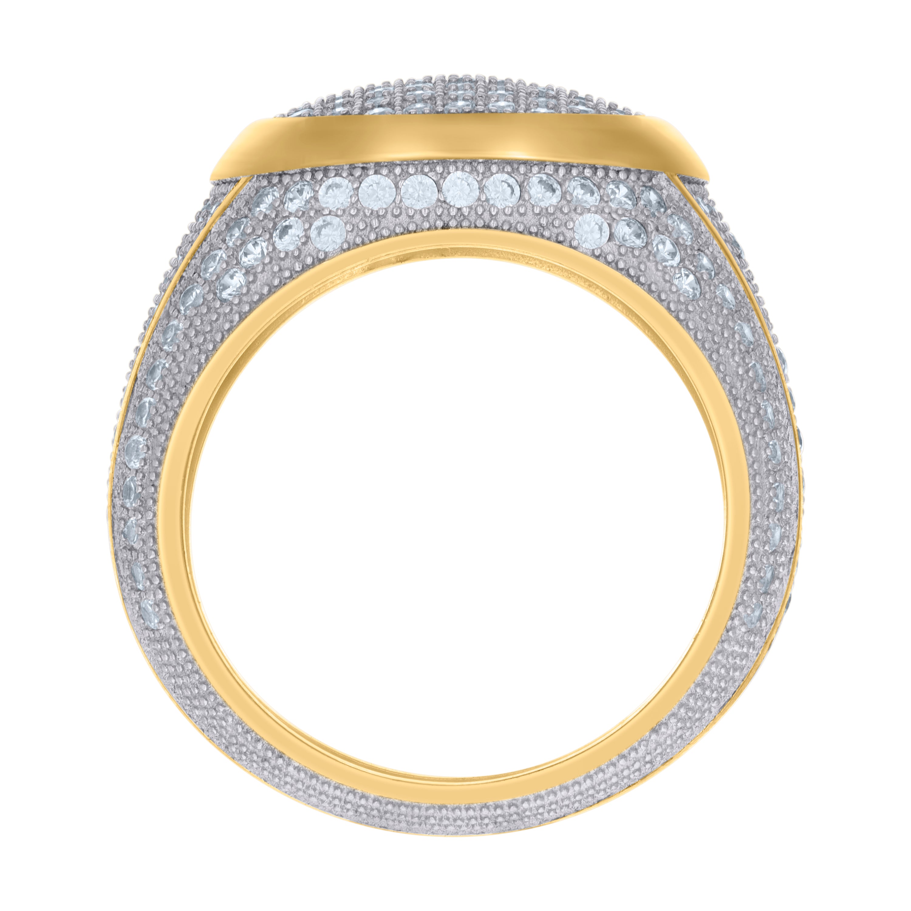 925 Sterling Silver Yellow-Tone Mens Cubic-Zirconia Fashion Ring