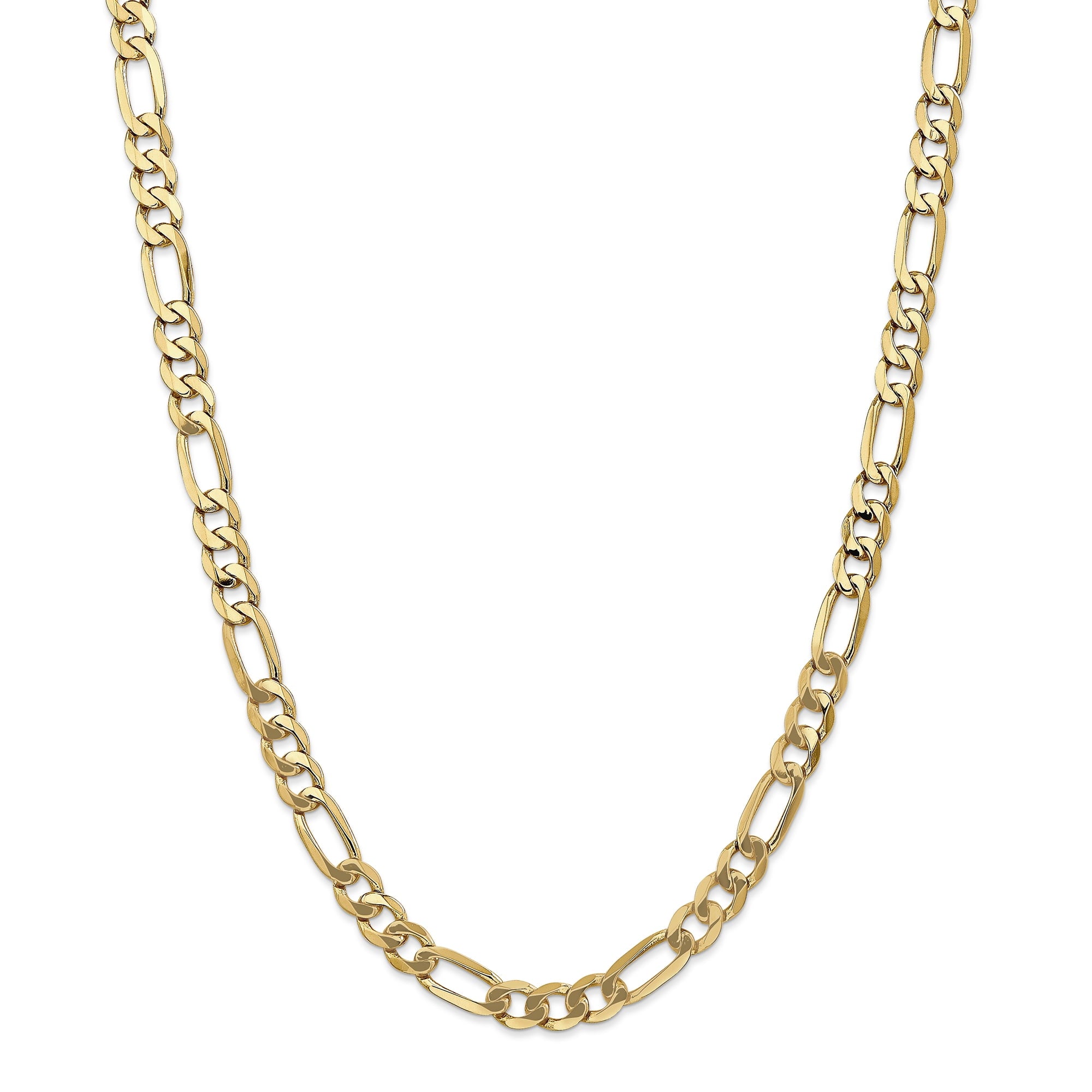 14K 26 Inch 7Mm Flat Figaro With Lobster Clasp Chain