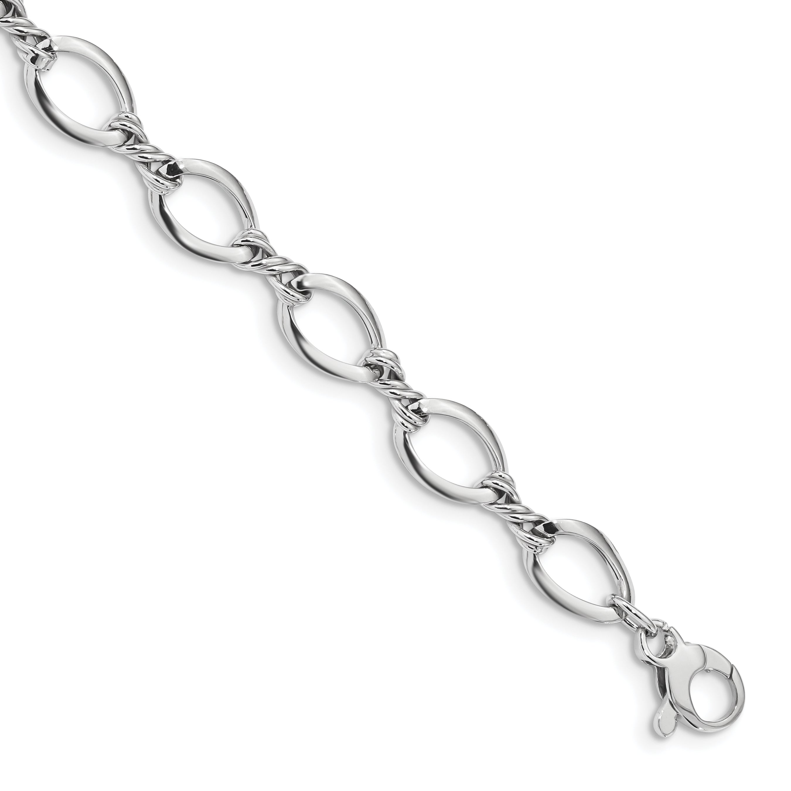 14K White Gold Fancy Link 7.5In Bracelet