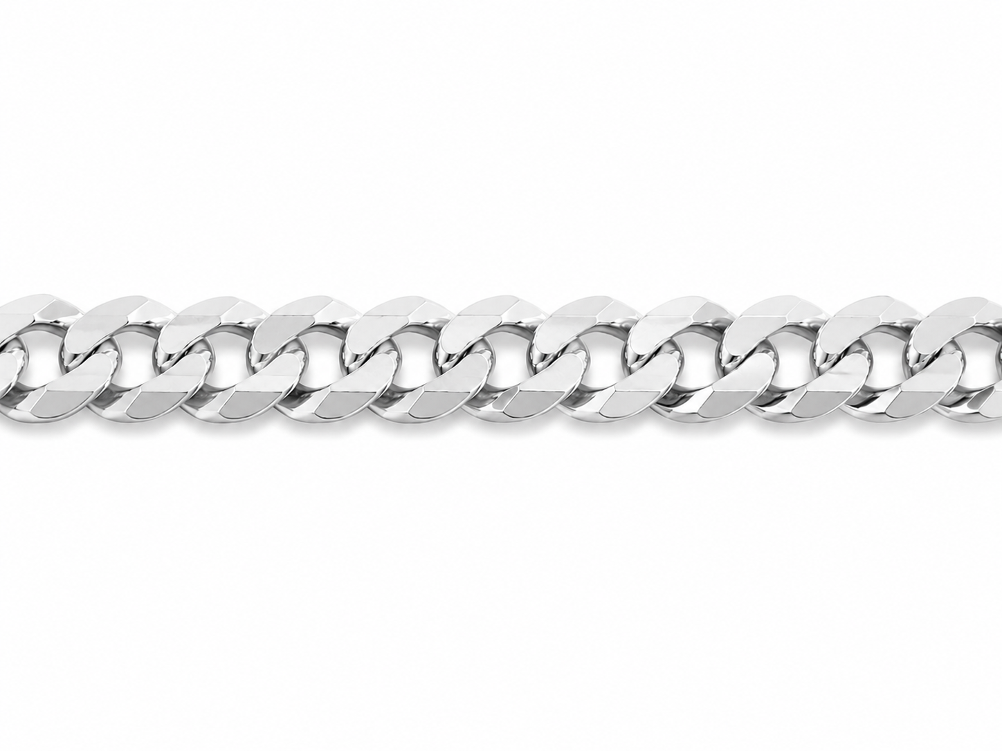 925 Sterling Silver Solid White 10.5MM Cuban Link Bracelet