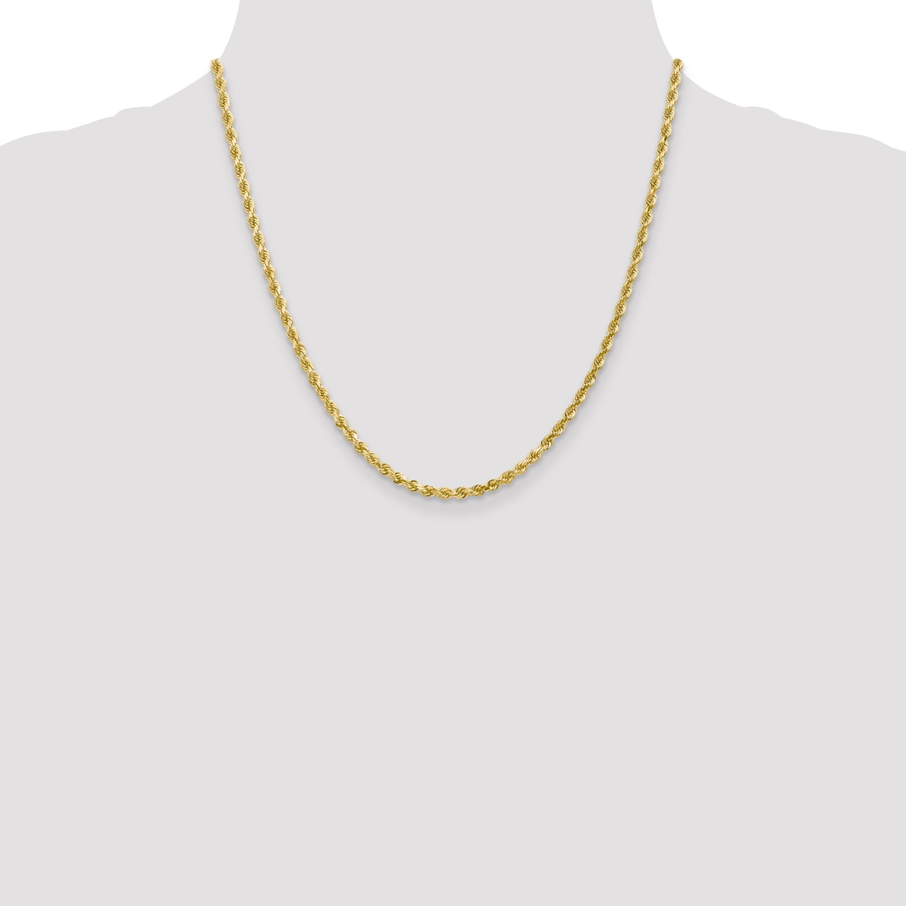 10K 3mm Diamond-Cut Rope Chain