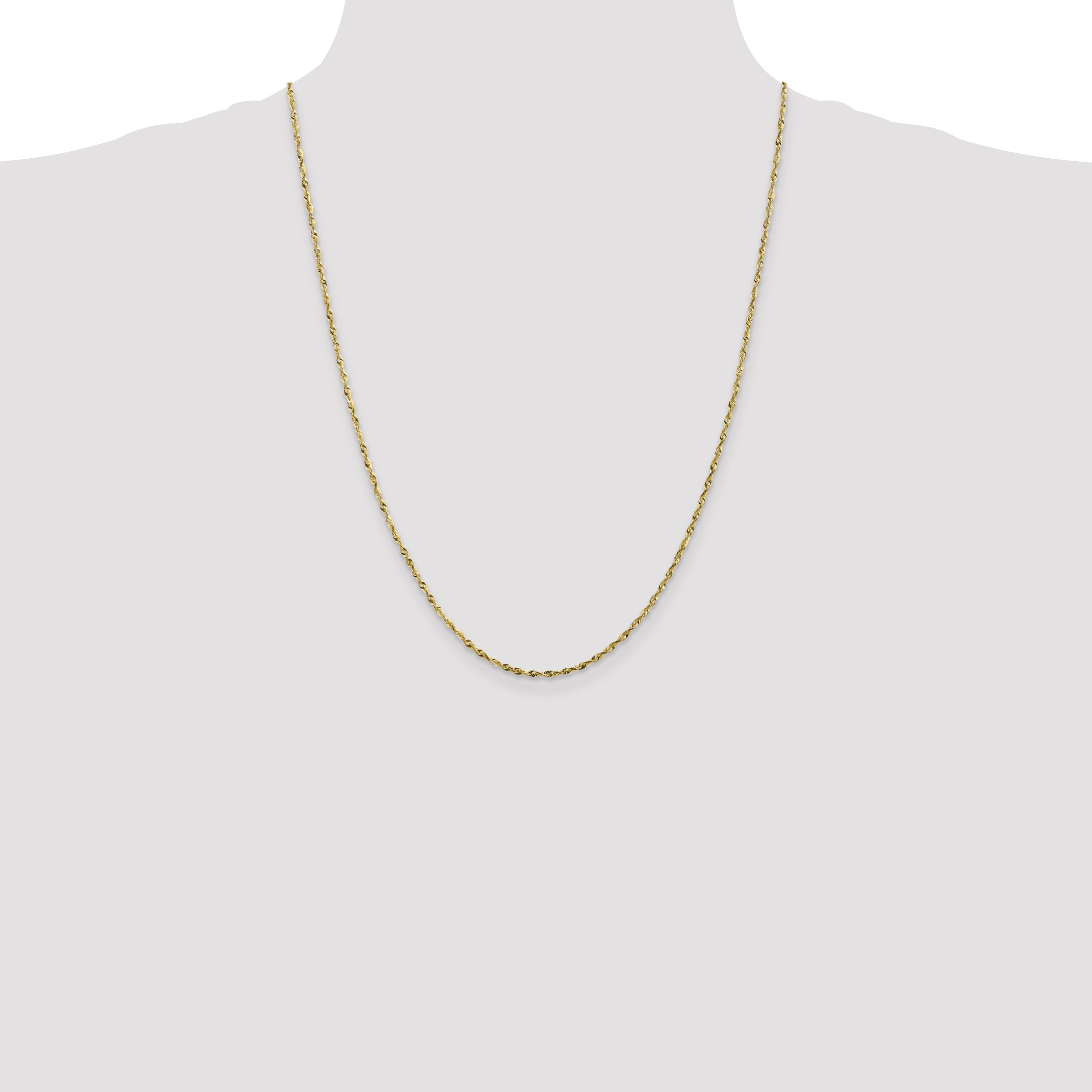 10K 1.8mm Diamond-Cut Lightweight Rope Chain