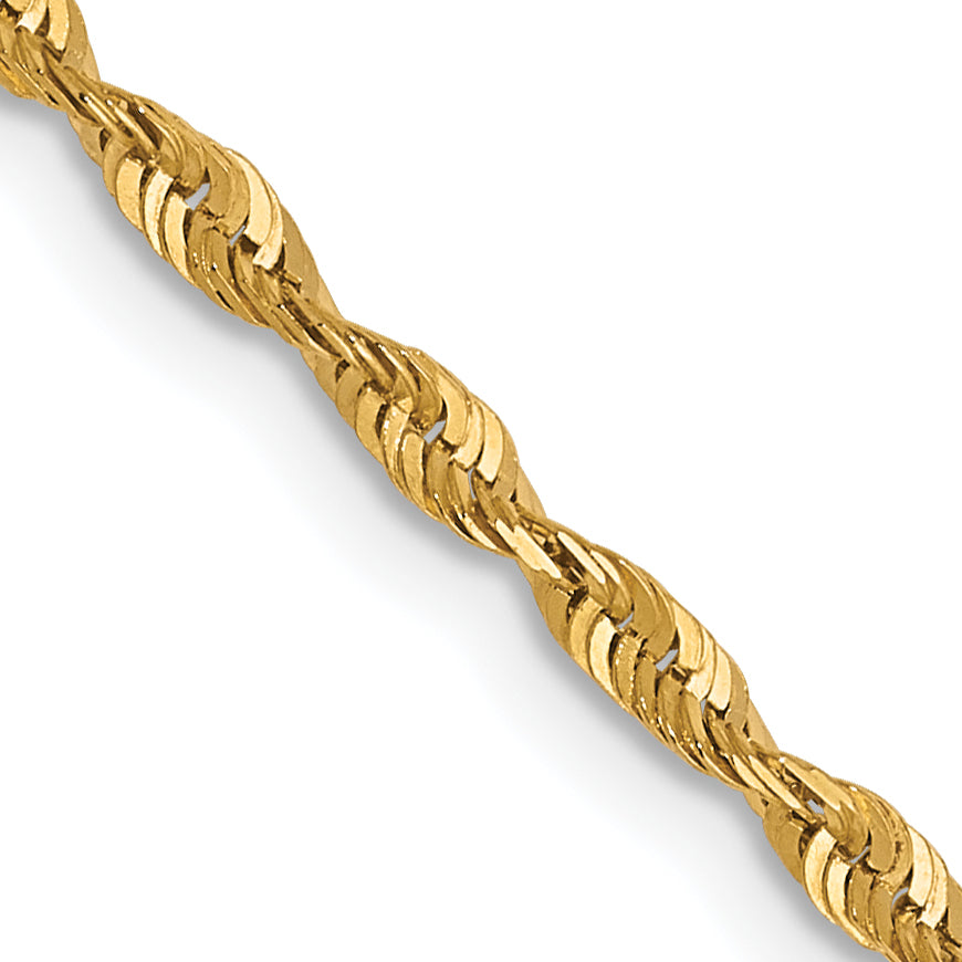 10K 1.8mm Diamond-Cut Lightweight Rope Chain