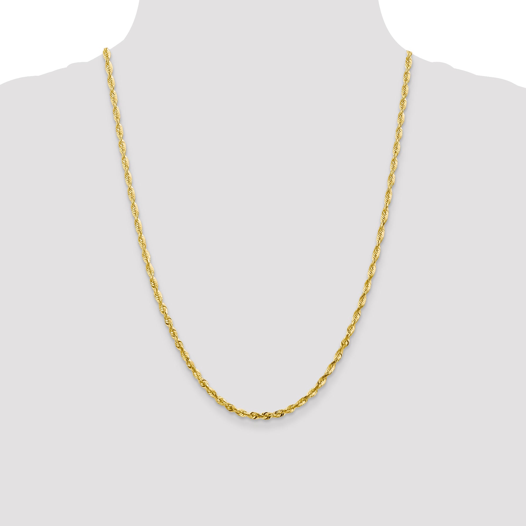 10K 3.5mm Diamond-Cut Lightweight Rope Chain