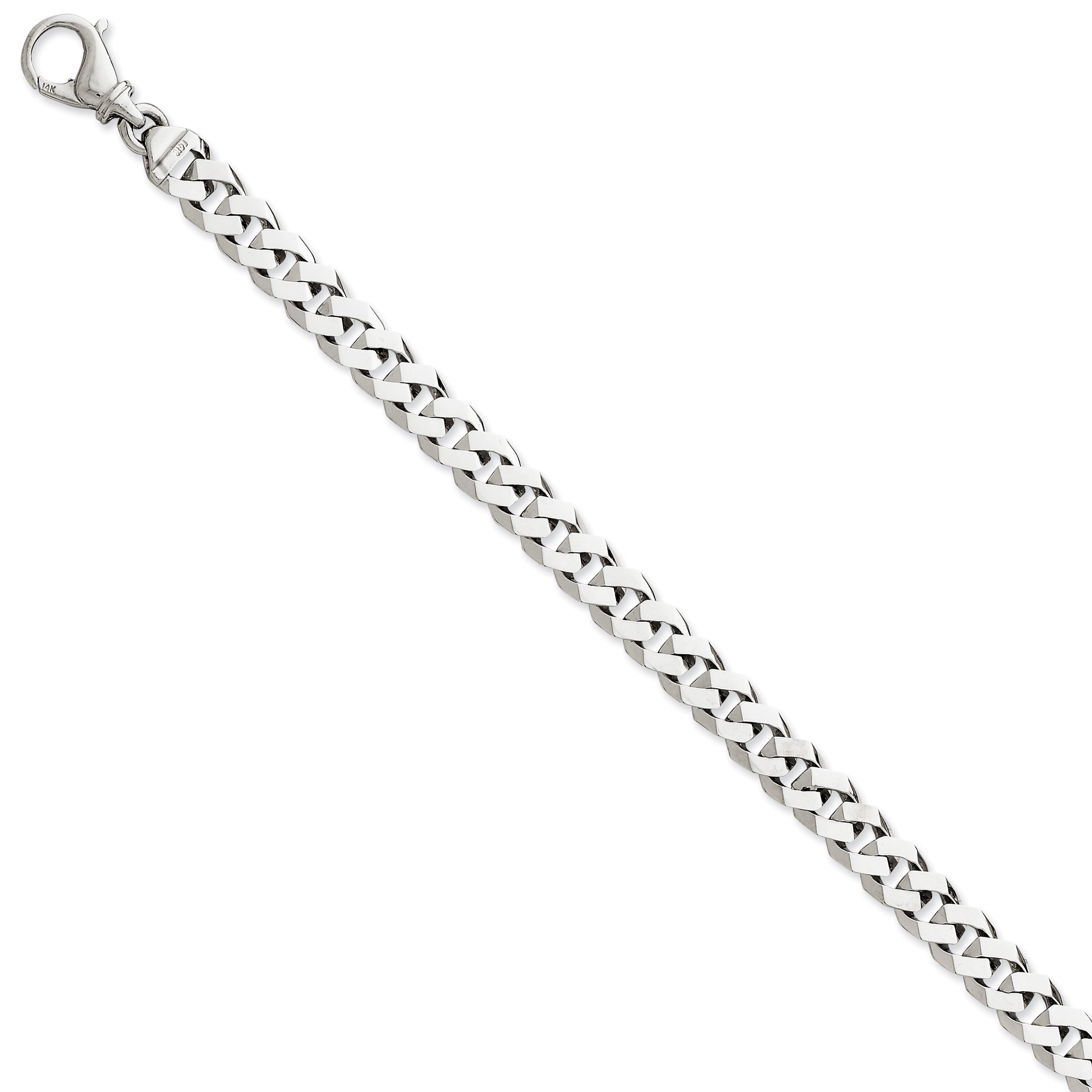 14K White Gold 9 Inch 8Mm Hand Polished Fancy Link With Fancy Lobster Clasp Bracelet