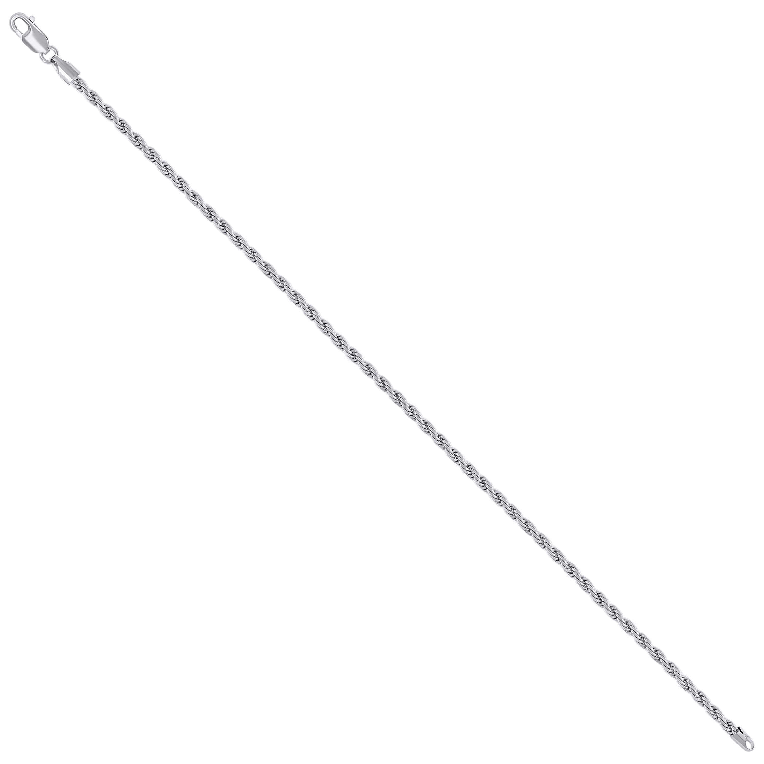 925 Sterling Silver Solid Rope Chain Silver 025 0.5mm