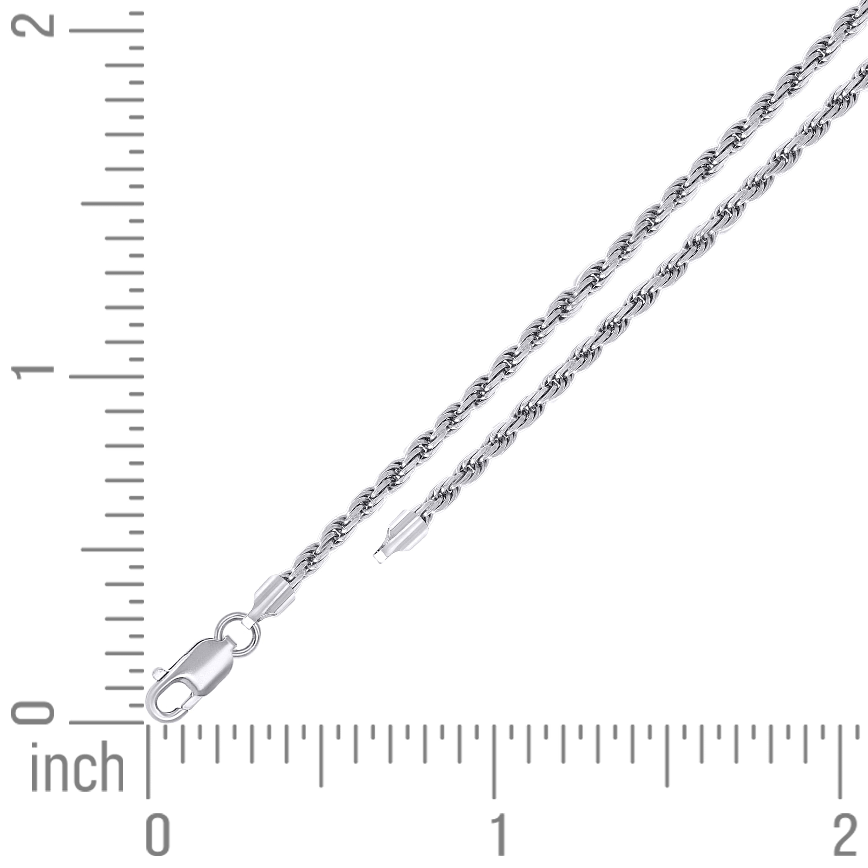 925 Sterling Silver Solid Rope Chain Silver 025 0.5mm