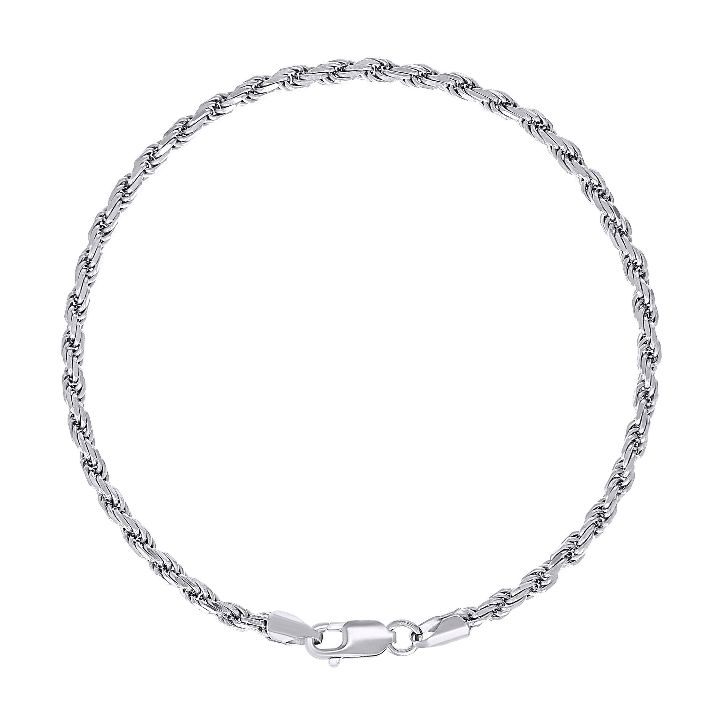925 Sterling Silver Solid Rope Chain Silver 025 0.5mm