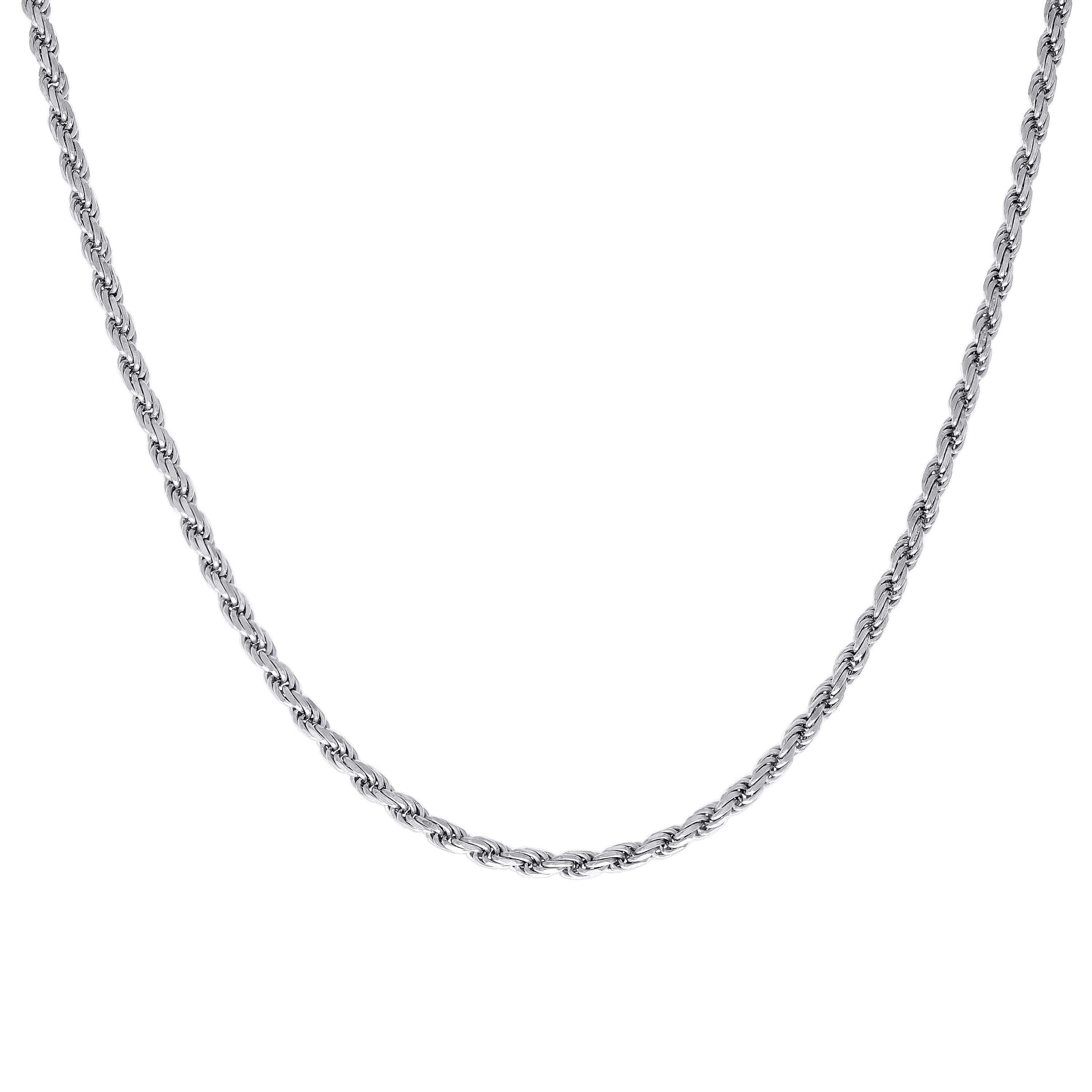 925 Sterling Silver Solid Rope Chain Silver 025 0.5mm