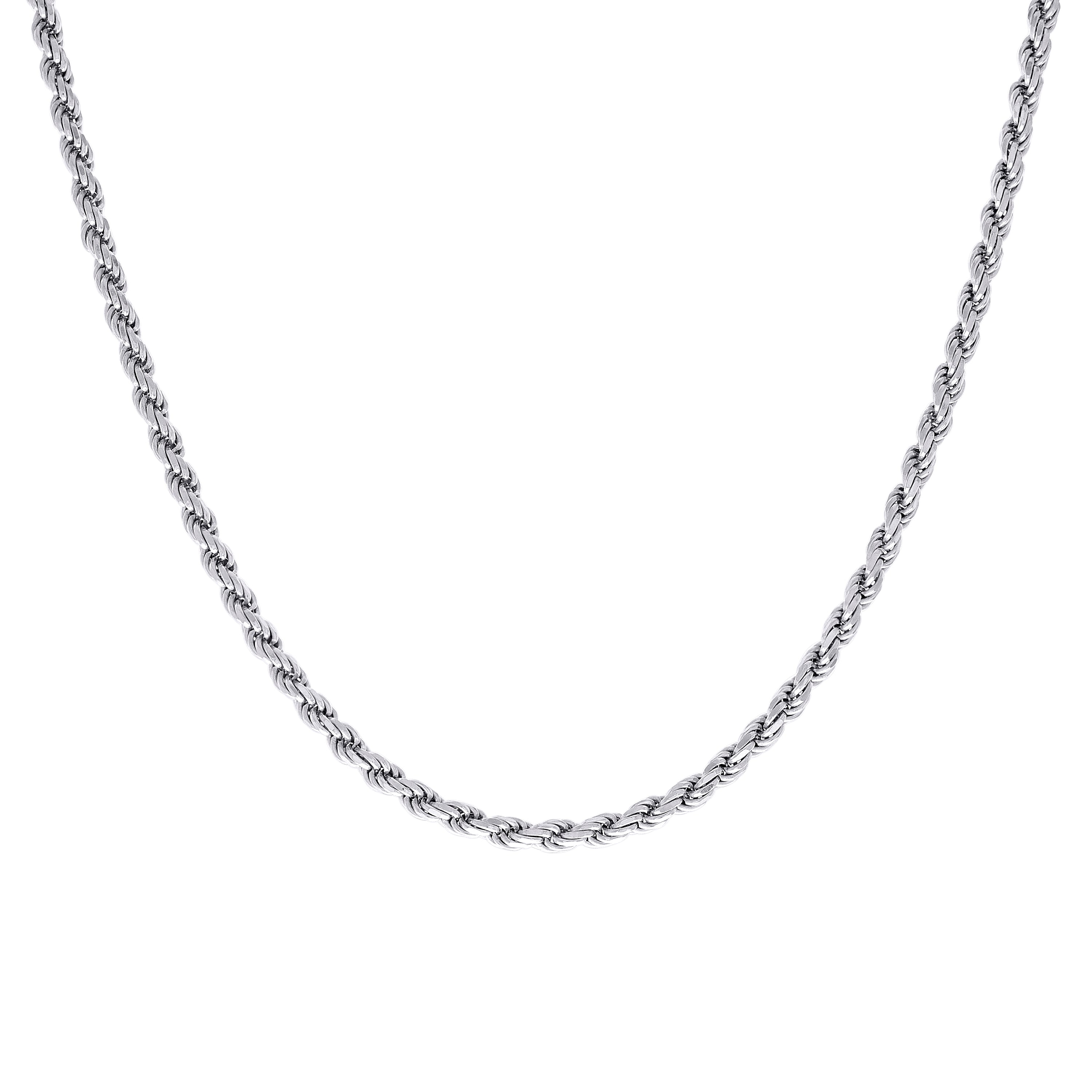 925 Sterling Silver Solid Rope Chain Silver 025 0.5mm