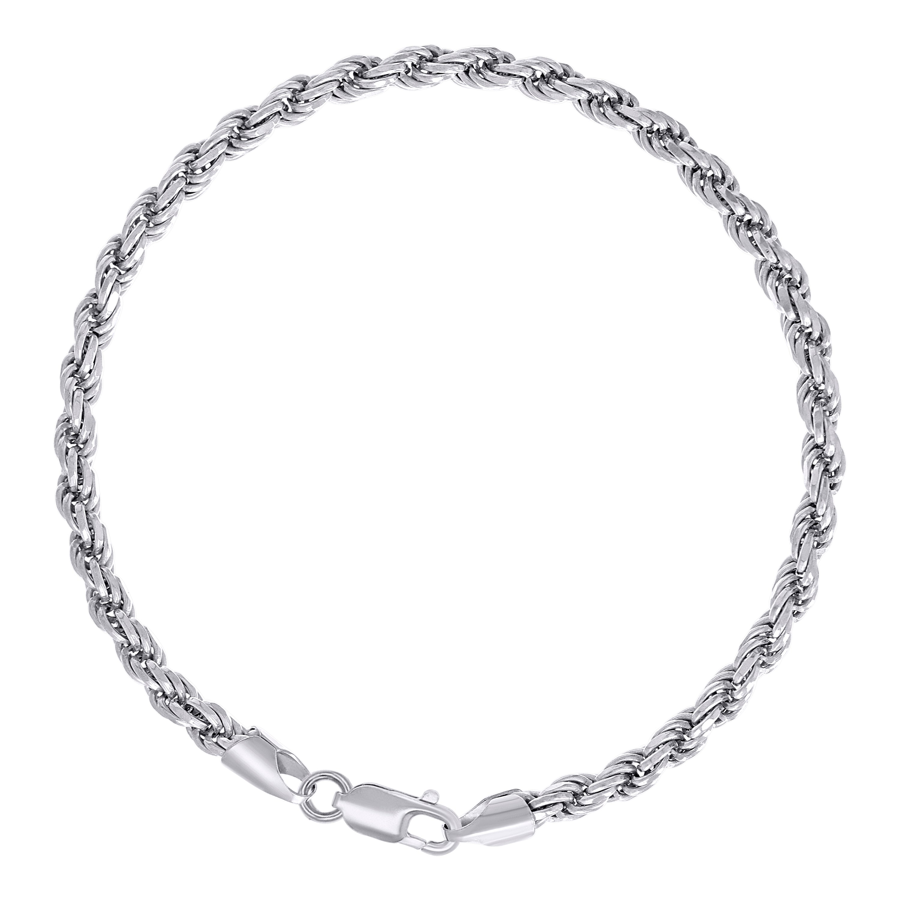 925 Sterling Silver Solid Rope Chain Silver 025 0.5mm