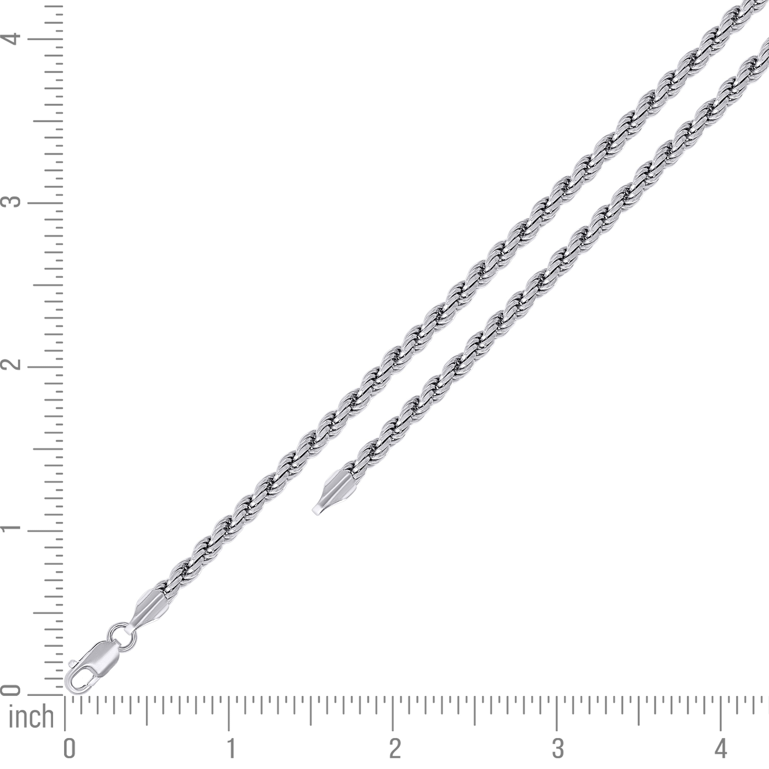 925 Sterling Silver Solid Rope Chain Silver 025 0.5mm