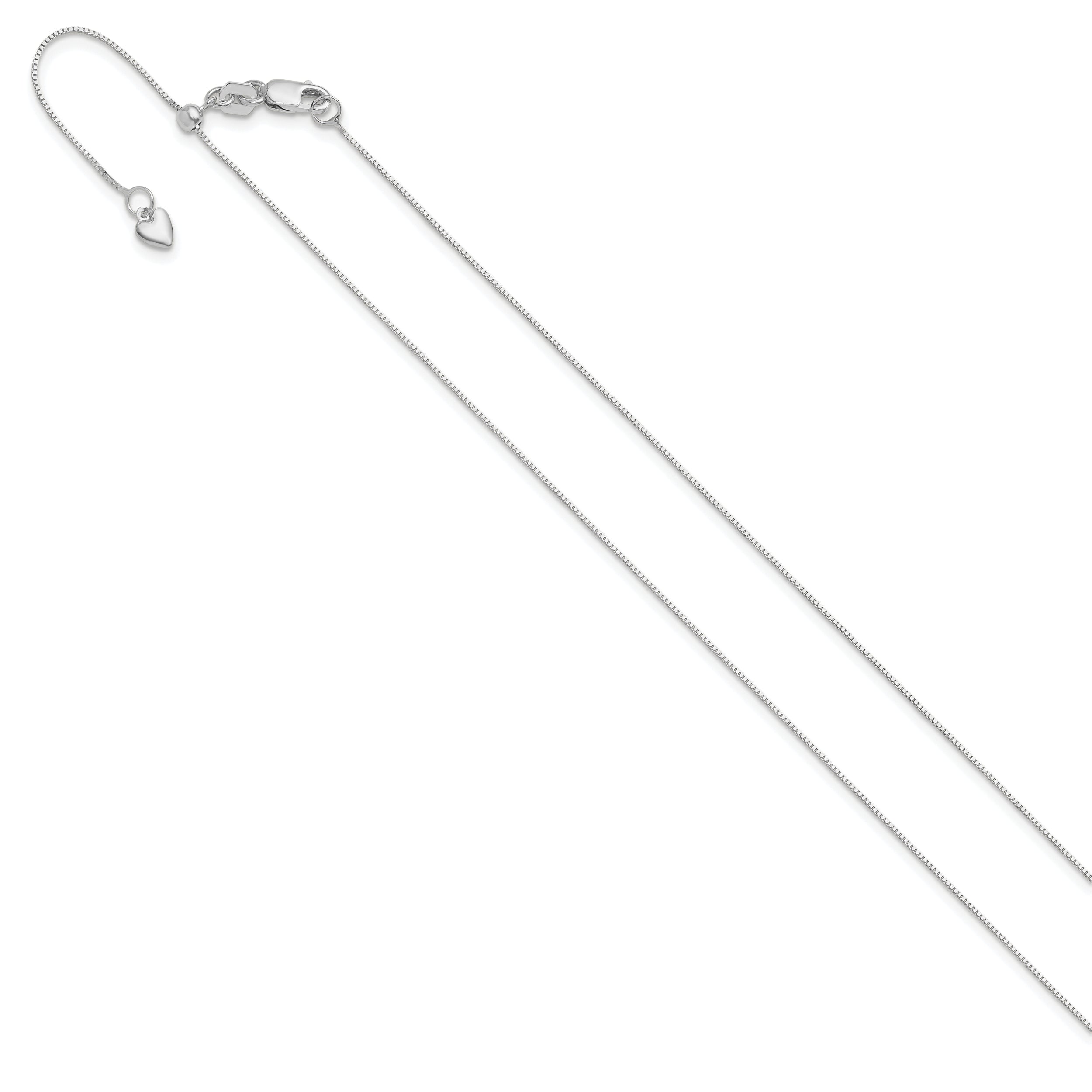 10K White Gold Adjustable .55mm Baby Box Chain