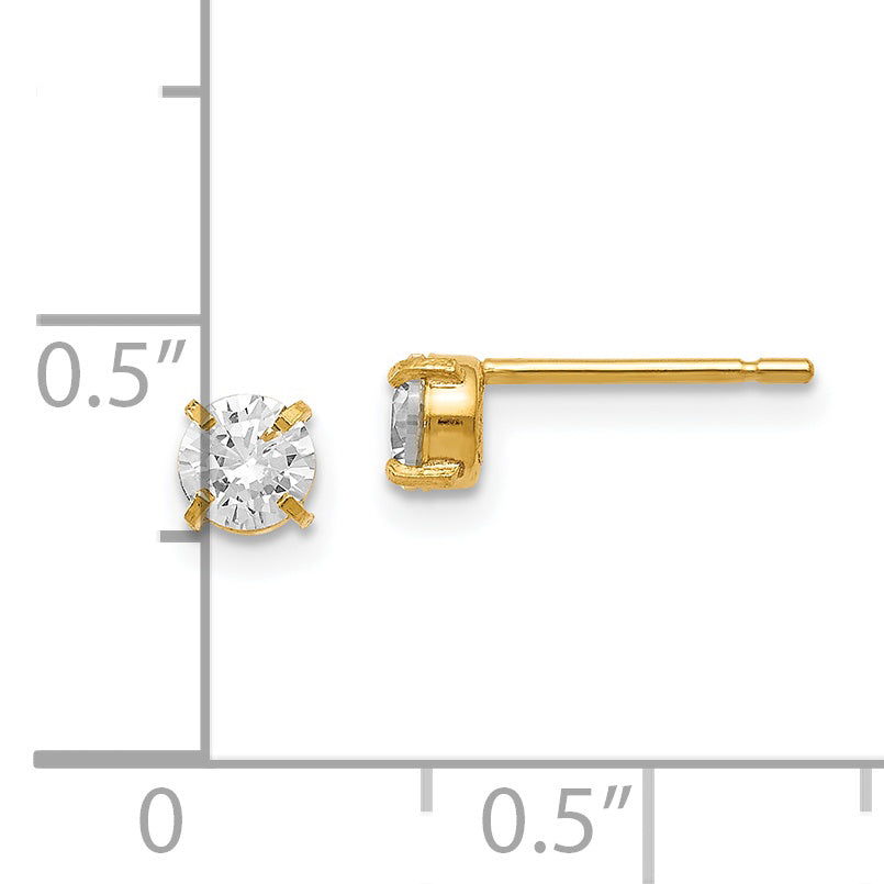 14k CZ Stud 4.0mm Earrings