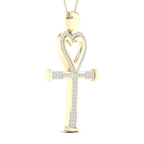10K Yellowspl Price  0.21Ct D-Charm Ankh With Heart