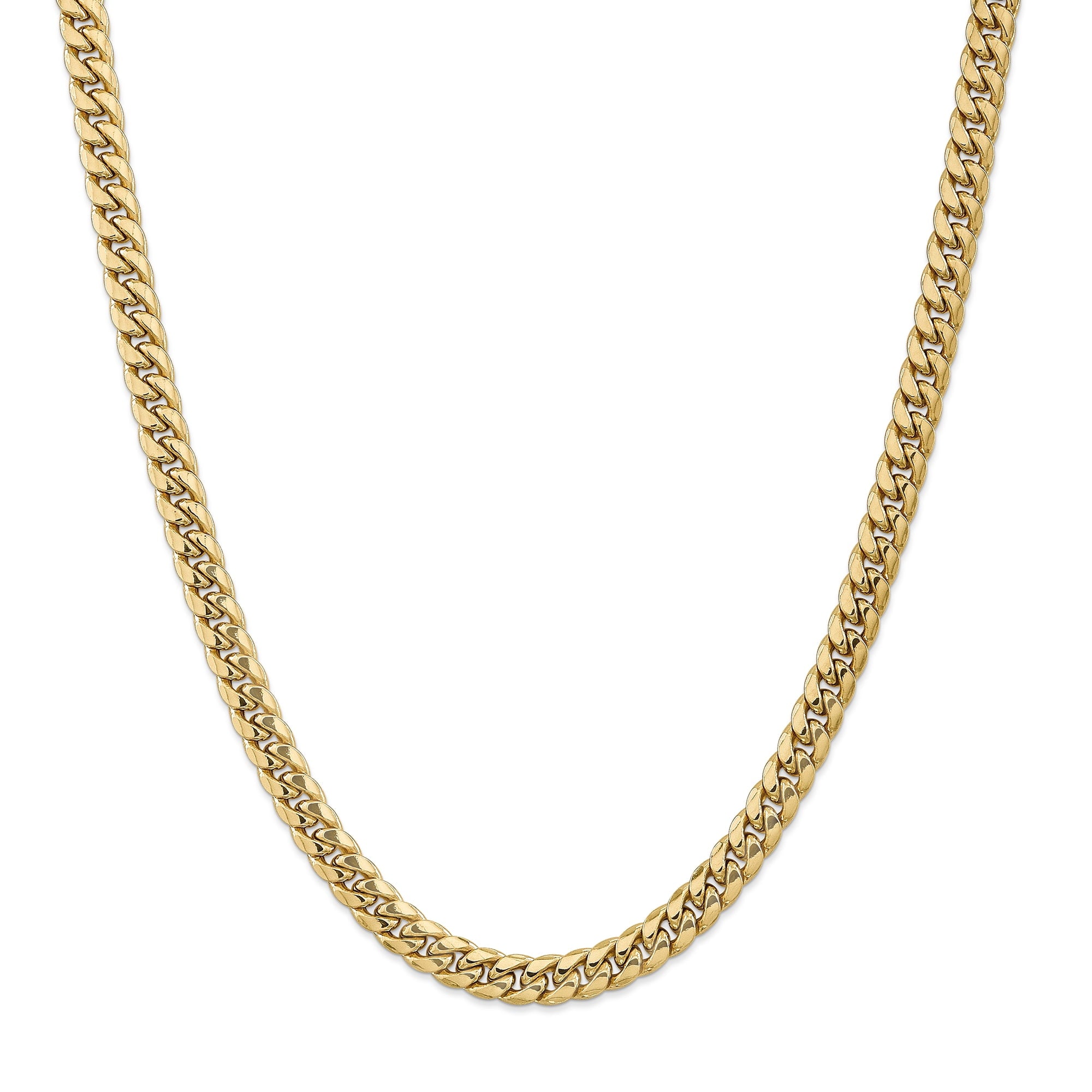 14K 24 Inch 7.3Mm Semi-Solid Miami Cuban With Lobster Clasp Chain